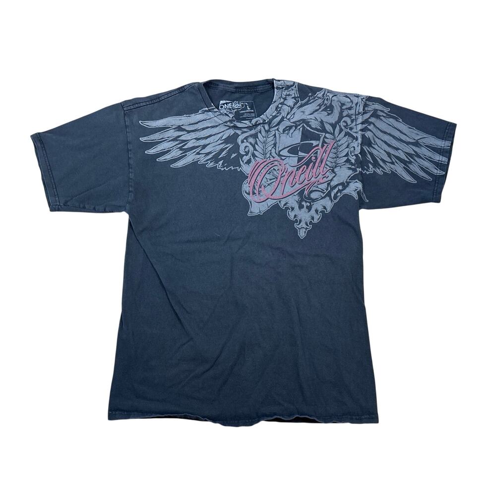 Vtg y2k O’Neill black grey eagle crest offset logo graphic Large surf wear shirt